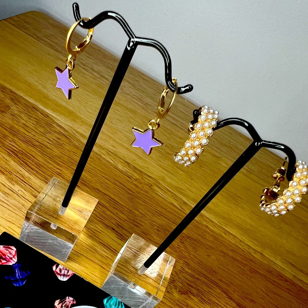 Star and pearl earrings ✨✨✨
